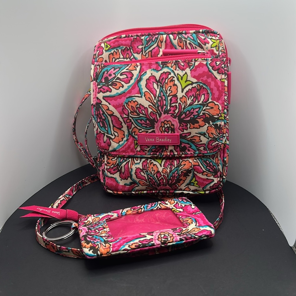 Vera Bradley Pink Quilted Crossbody Bag with matching ID  coin purse
